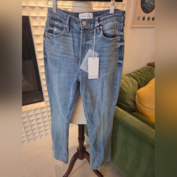 NWT Dear John Paris Bootcut Distressed Denim Jeans, Costa Blue, Size 27 - Picture 3 of 12